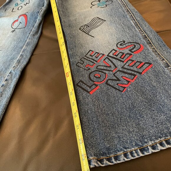 Vintage Bongo Cotton Overalls, girls YOUTH size L 14, painted jean dungarees - Picture 11 of 15